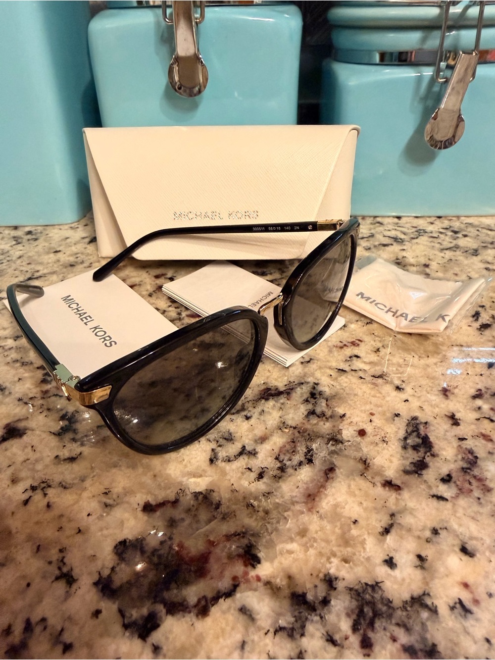 Michael Kors Black Frame Sunglasses with Gray Gradient Lenses